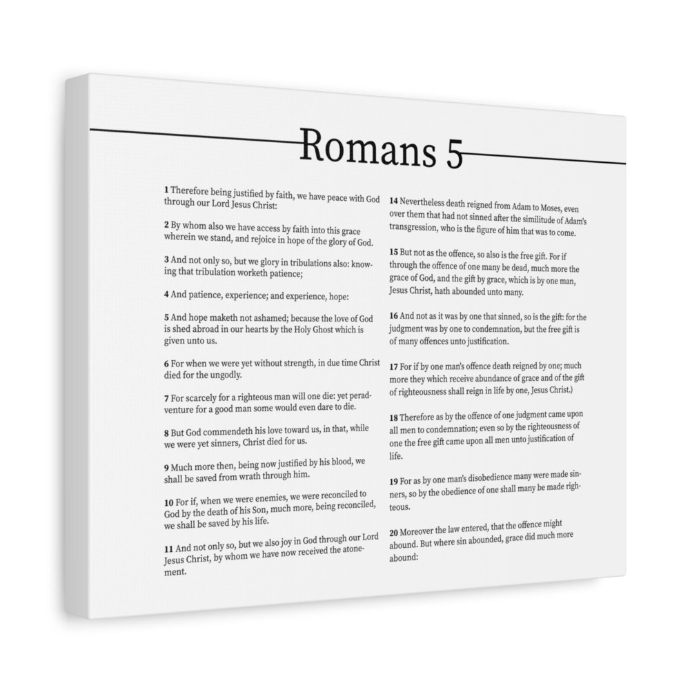 Scripture Canvas Peace With God Romans 5 Christian Wall Art Bible Verse Print